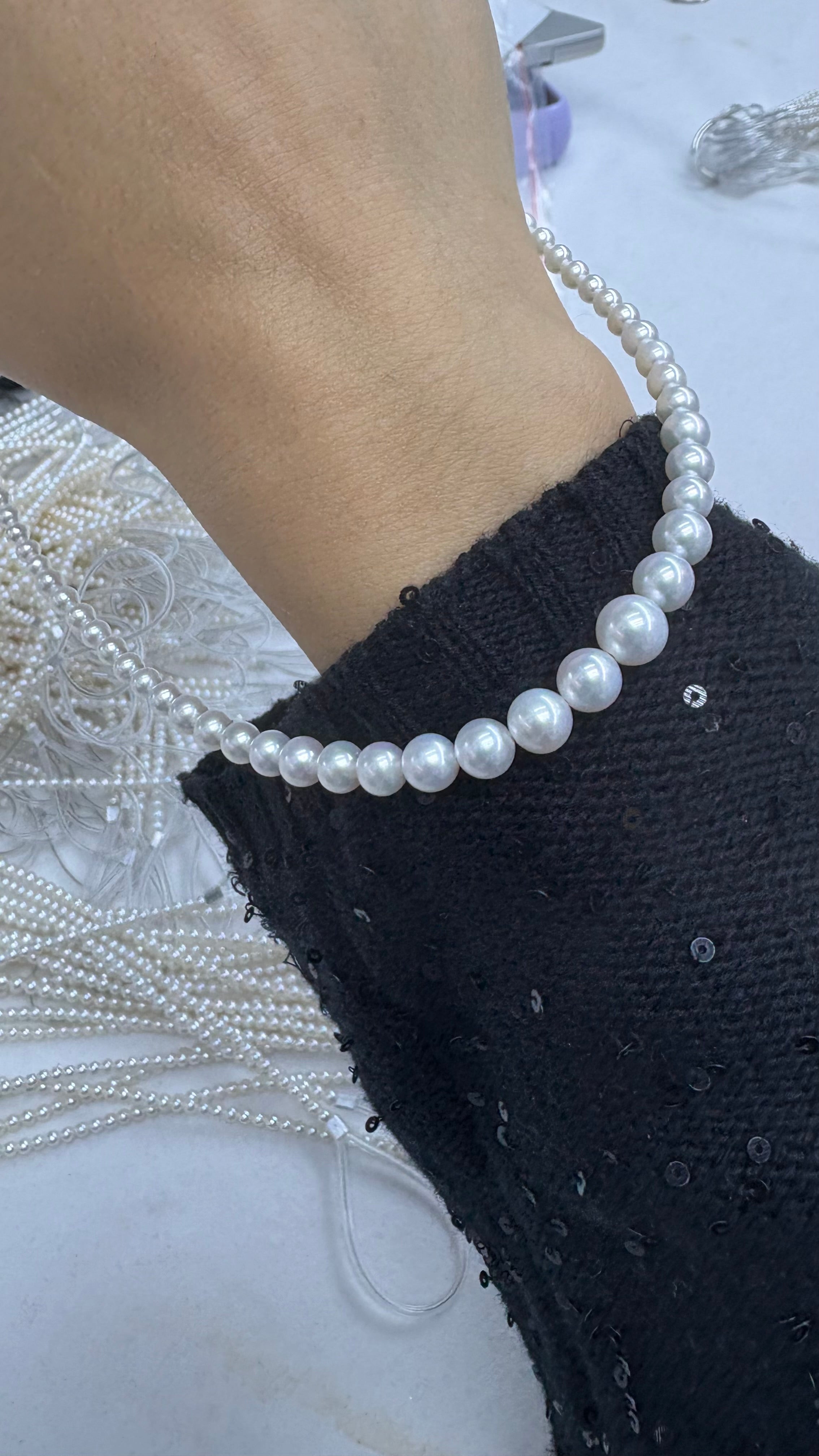 GD signs Collana di perle da donna con perle colorate - Collana di perle compatibile con la pelle senza ciondolo - 42-47cm