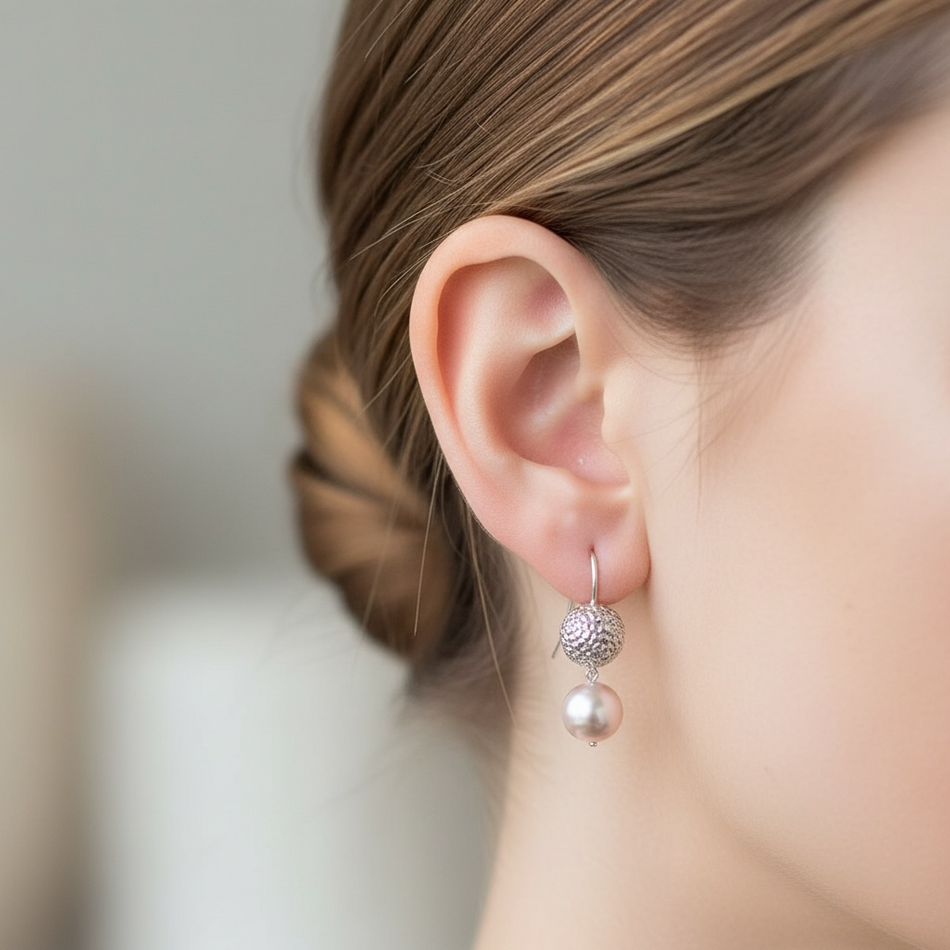 Orecchino con perle d’acqua dolce rosa - Paola