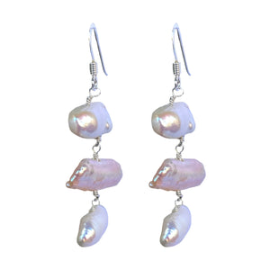 Orecchino pendente con perle keshi barocche di acqua dolce - Valentina