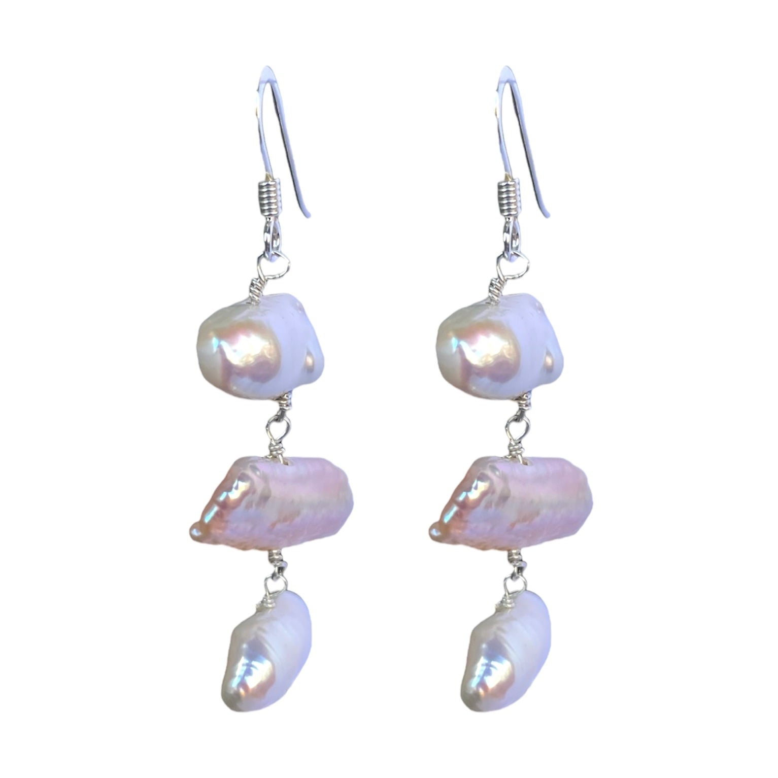 Orecchino pendente con perle keshi barocche di acqua dolce - Valentina