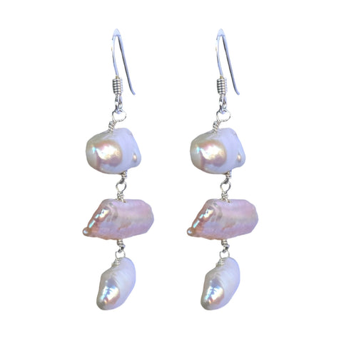 Orecchino pendente con perle keshi barocche di acqua dolce - Valentina