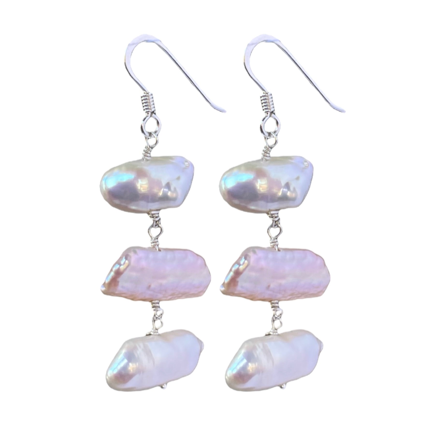 Orecchino pendente con perle keshi barocche di acqua dolce - Valentina
