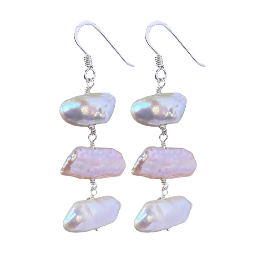 Orecchino pendente con perle keshi barocche di acqua dolce - Valentina