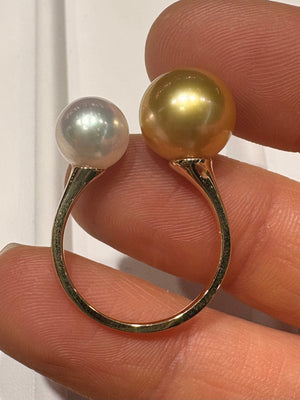 Anello in oro 750 con perle gold e australiana 
