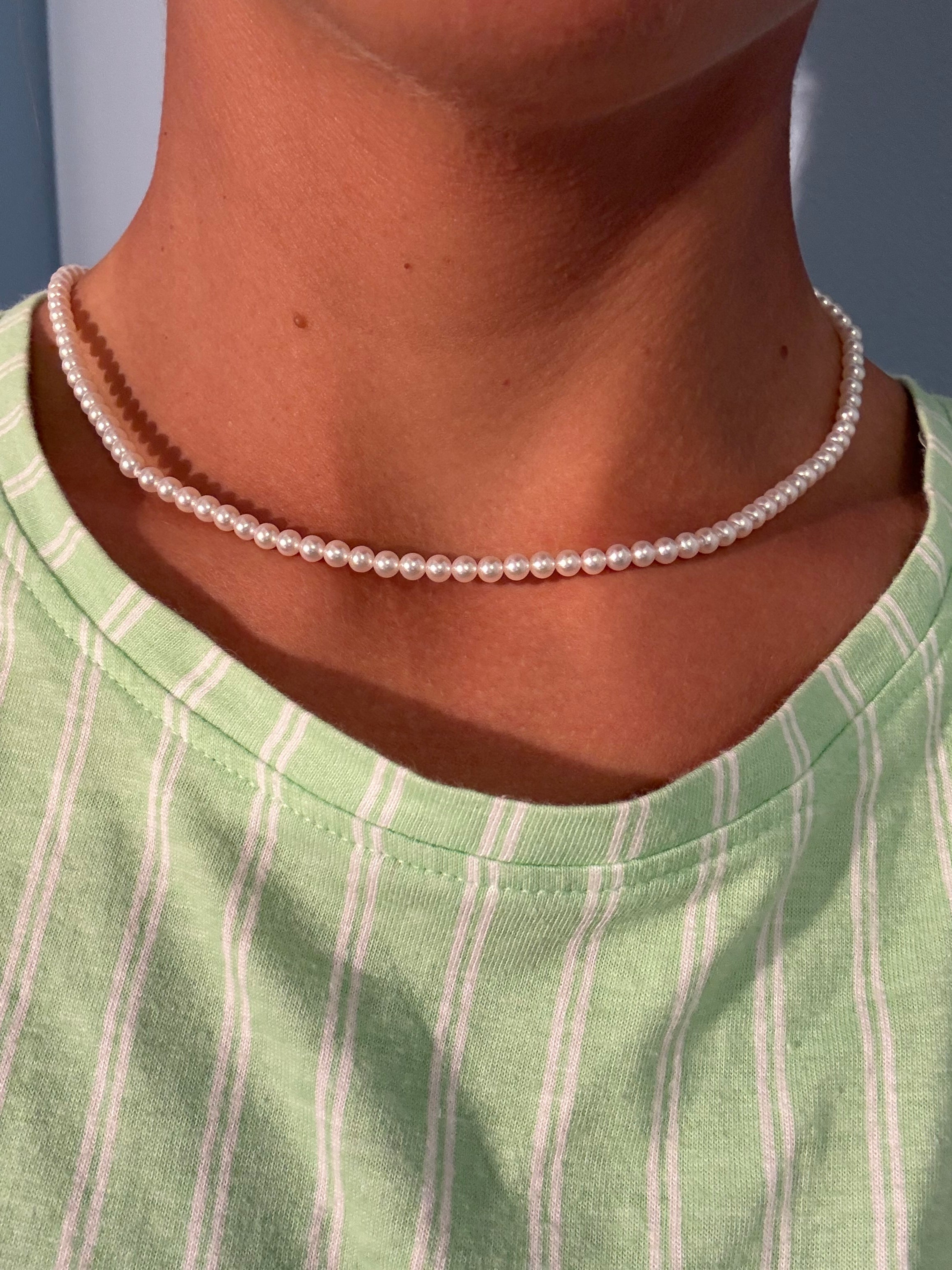 Collana perle di acqua dolce 3.5 mm e argento 925