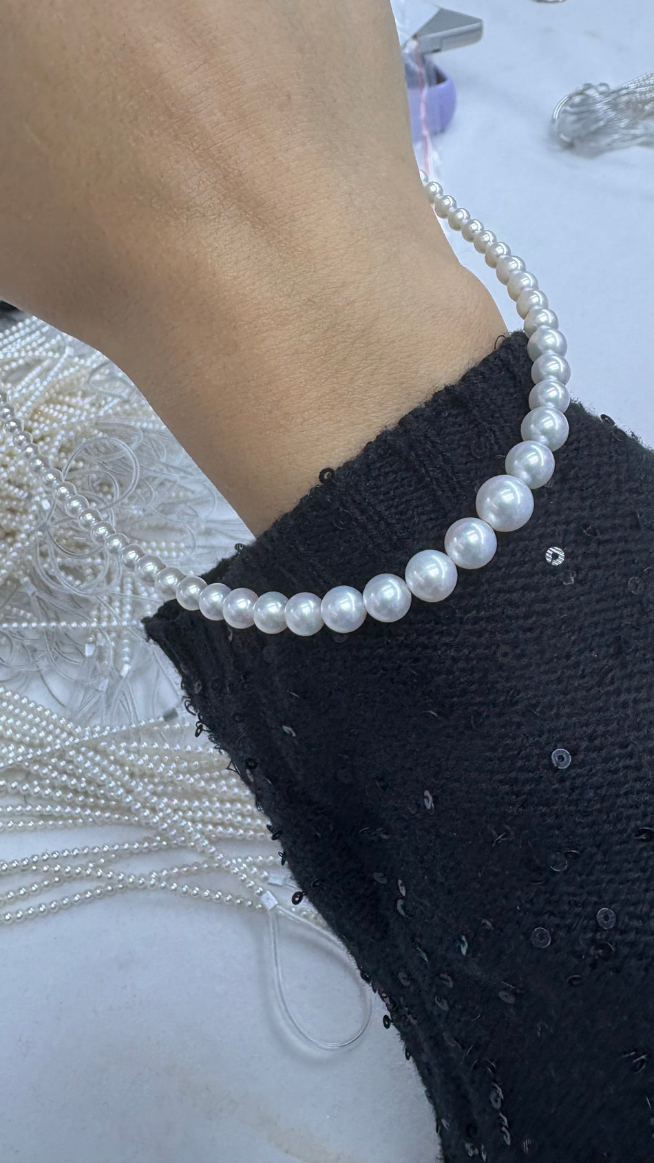 Collana con perle di acqua dolce graduata 