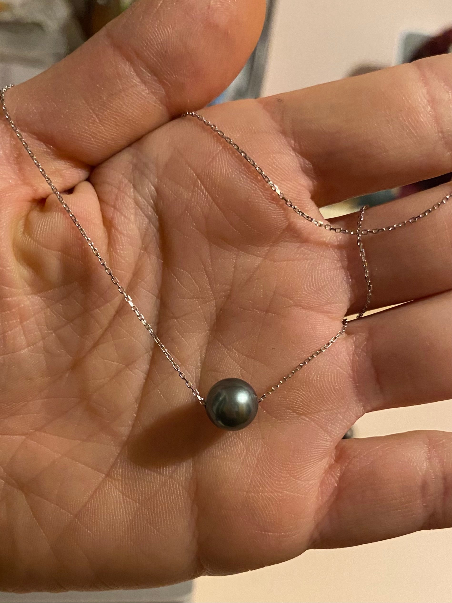Collana in oro 750 con perla coltivata di tahiti