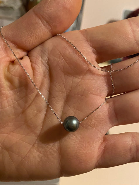 Collana in oro 750 con perla coltivata di tahiti