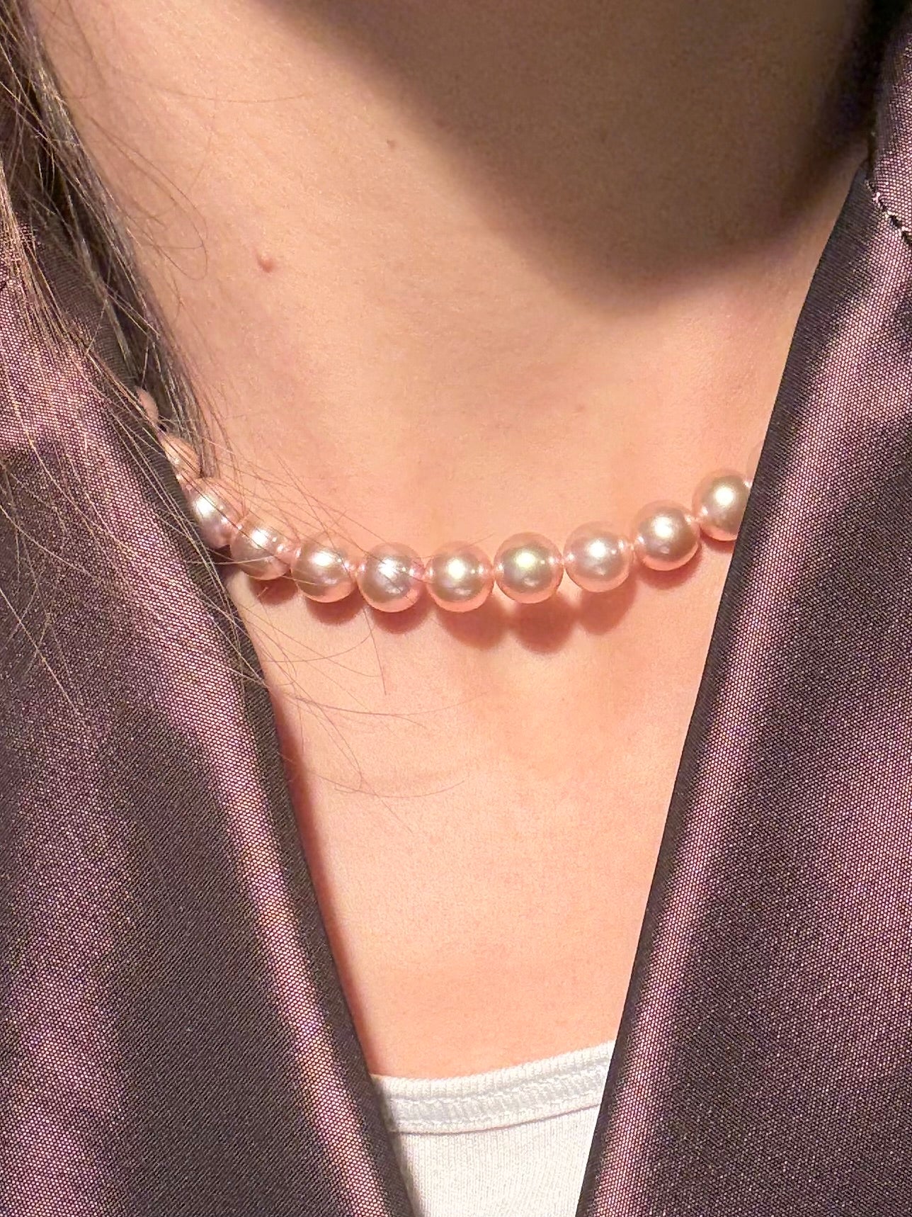Collana perle di fiume rosa - acqua dolce rosa , colore naturale 