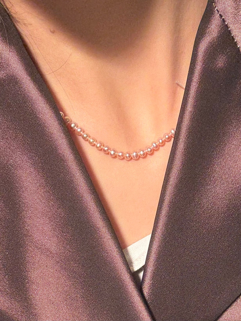 Collana perle di fiume rosa - acqua dolce rosa , colore naturale 