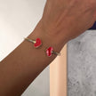 Bracciale Rigido in Argento Dorato con Doppio Cuore Smaltato