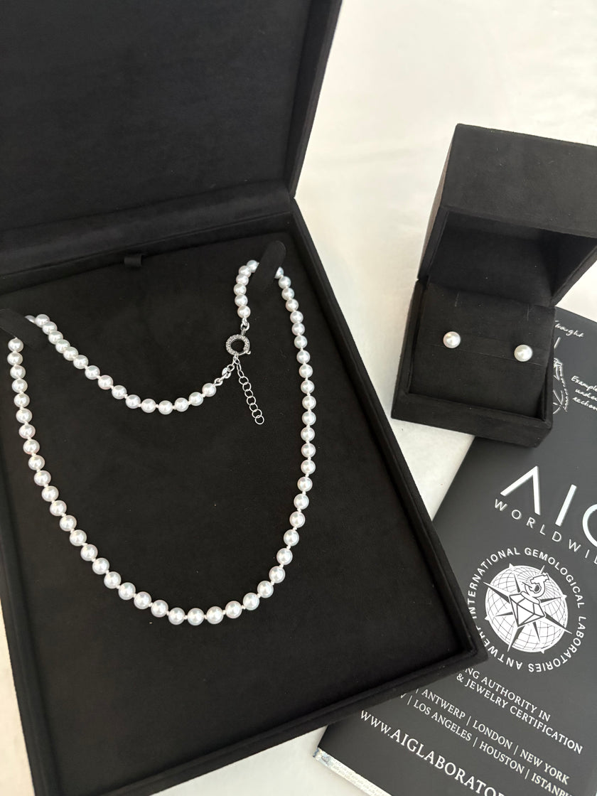 Collana perle akoya 5,5-6 mm e chiusura in argento 925