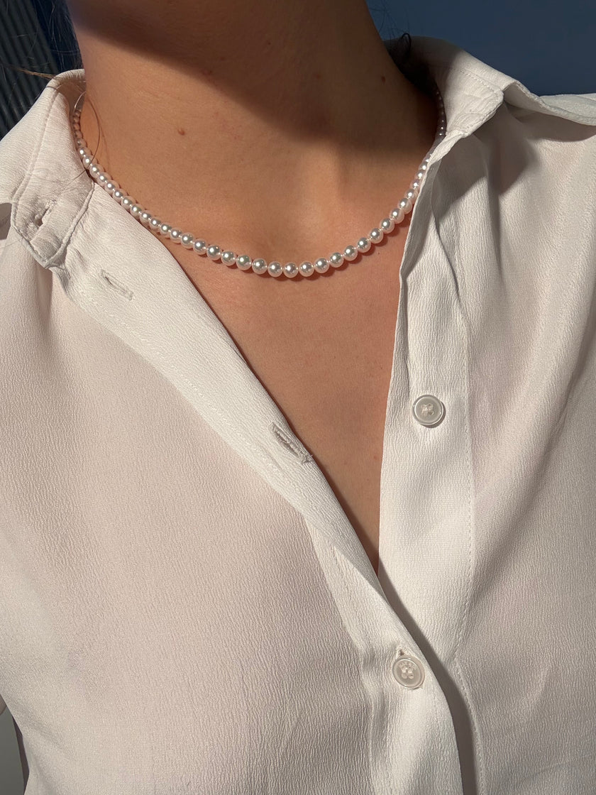 Collana perle akoya 5,5-6 mm e chiusura in argento 925