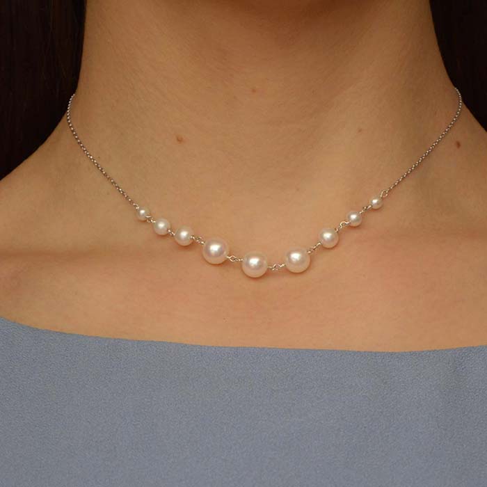 Necklace with graduated freshwater pearls - Ludovica