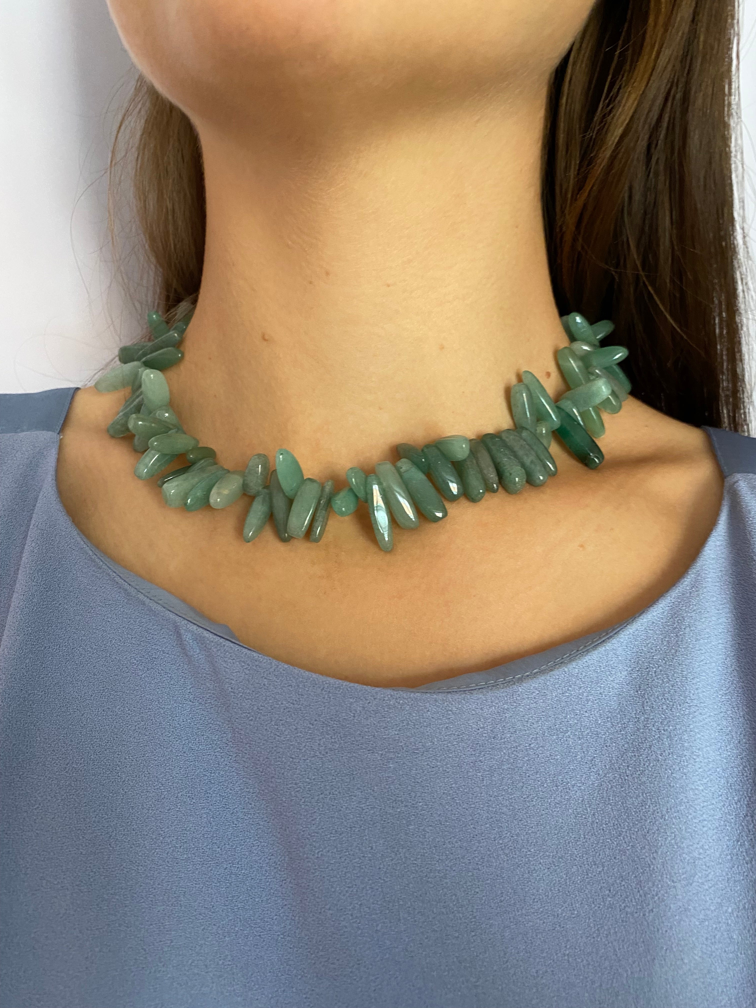 Collier avec perle de culture de Tahiti et agate verte - Athènes