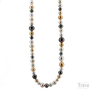 Collana con perle coltivate South Sea bianche e gold e di Tahiti